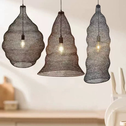 Aged Iron Mesh Lantern Chandelier