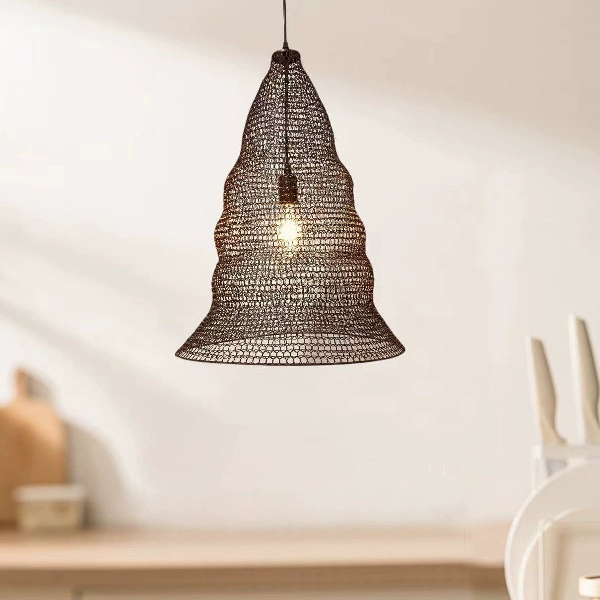 Aged Iron Mesh Lantern Chandelier
