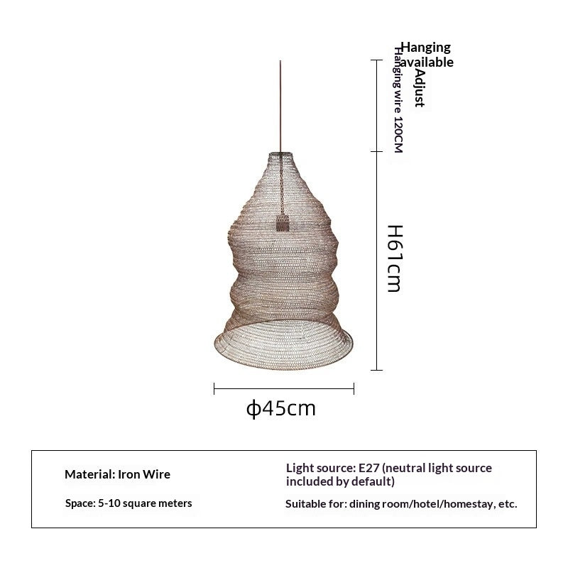 Aged Iron Mesh Lantern Chandelier