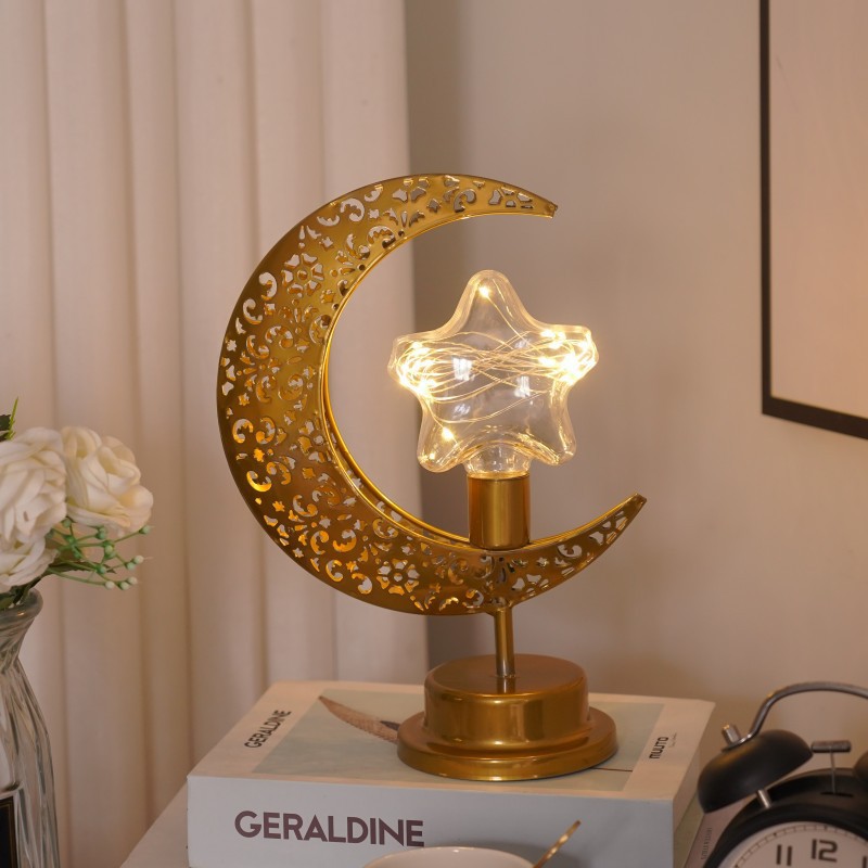 Crescent Moon Iron LED Decor Lamp