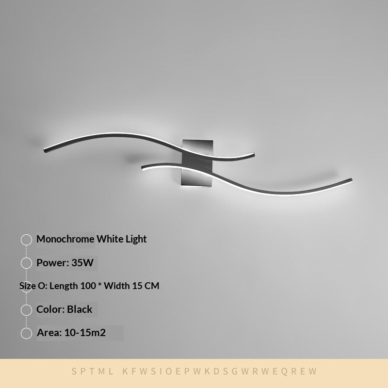 Linear Halo Minimalist Wall Sconce / Warm Light / Black / 80cm