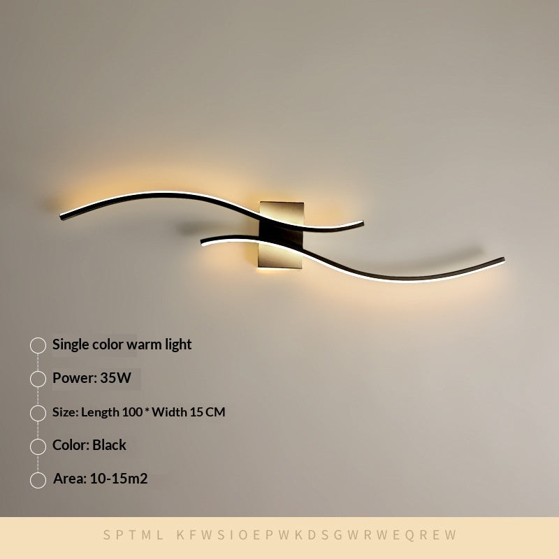 Linear Halo Minimalist Wall Sconce / Tri color Light / Black / 80cm