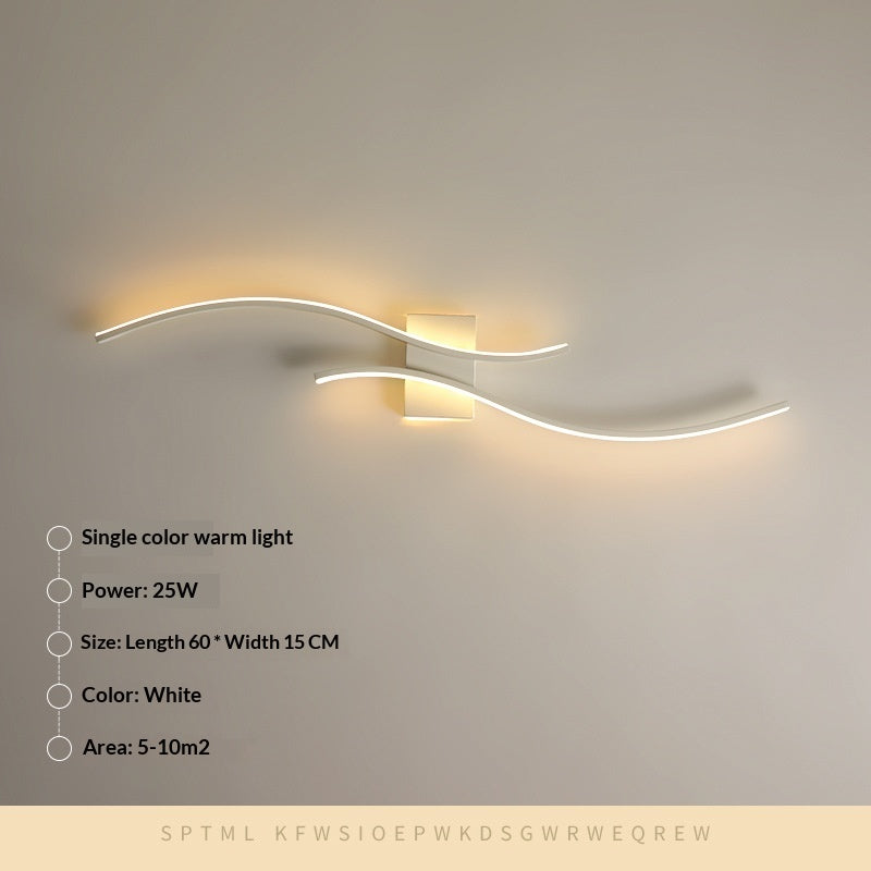 Linear Halo Minimalist Wall Sconce / Tri color Light / Black / 100cm