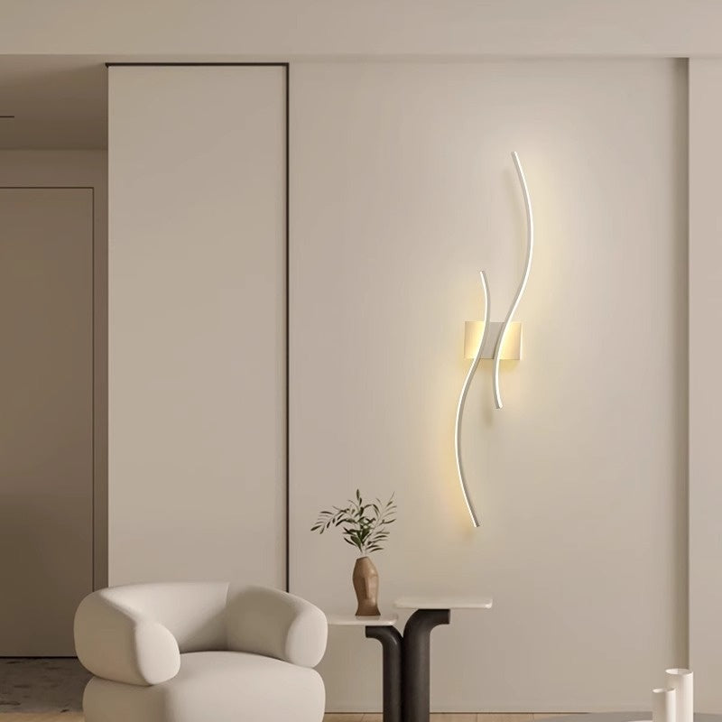 Linear Halo Minimalist Wall Sconce / White Light / Black / 100cm
