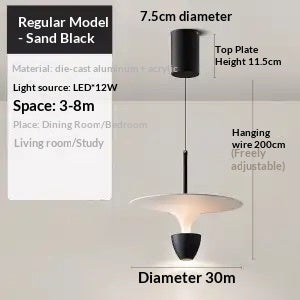 OrbitLift Modern UFO Pendant Lamp / Neutral Light / Sand White