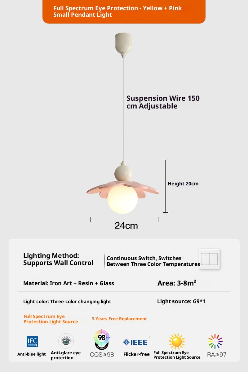 Pastel Cream Bedside Pendant Lamp