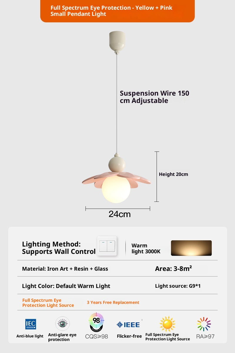Pastel Cream Bedside Pendant Lamp