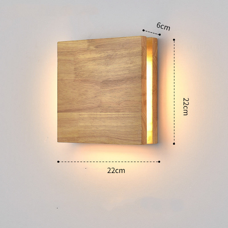 TimberFrame Chinese-Style Wall Lamp / Wood Color / Rectangular 35x15CM 12W / Three color dimming
