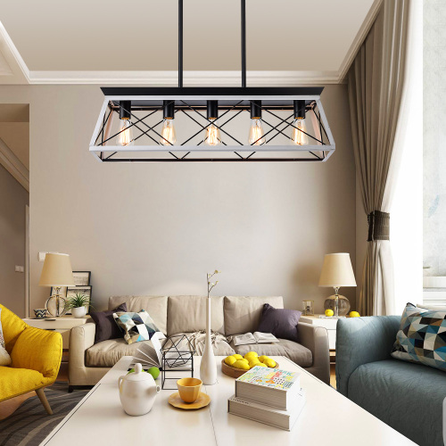 White Farmhouse Linear Dining Chandelier