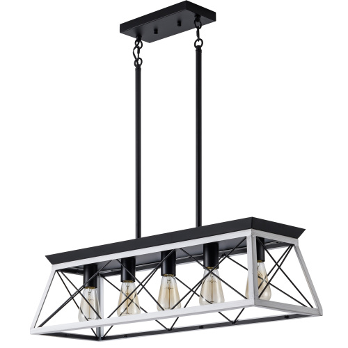 White Farmhouse Linear Dining Chandelier
