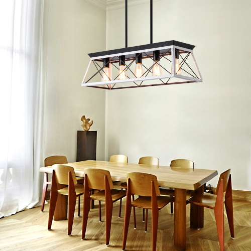White Farmhouse Linear Dining Chandelier