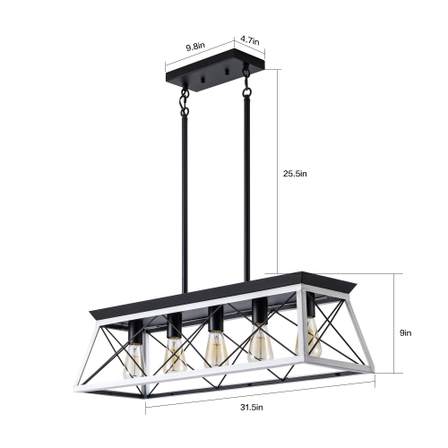 White Farmhouse Linear Dining Chandelier