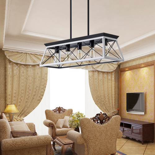 White Farmhouse Linear Dining Chandelier