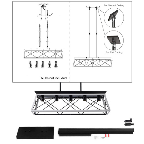 White Farmhouse Linear Dining Chandelier