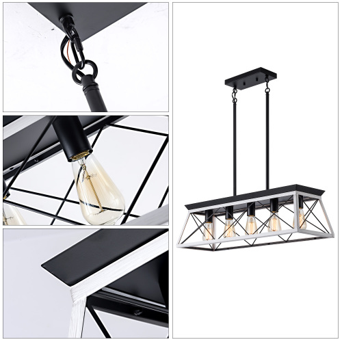 White Farmhouse Linear Dining Chandelier